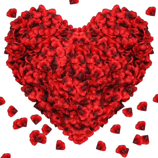 2000Pcs Rose Petals, Artificial Flower Petals Fake Rose Petals for Romantic Night,Wedding,Proposal Anniversary Flower Decorations (Big Red Dot Black, 2000pcs)