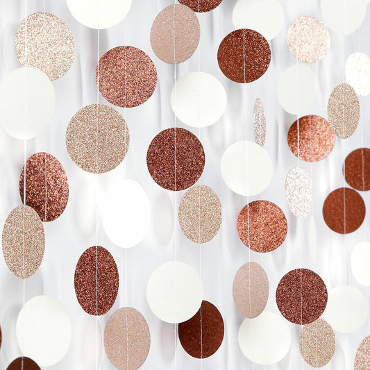 Boho Brown Champagne-Gold Party-Decorations Streamers-Garland - 52ft Fall Rustic Birthday Hanging Paper Banner,Autumn Baby Bridal Showe Neutral Wedding Bachelorette Decor Hugfond