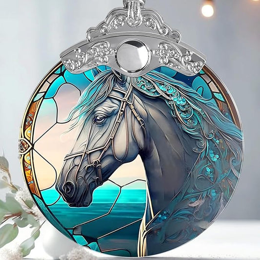 Horse Ornament Glass, Modern Ornament for Christmas, Birthday, Thanksgiving Decorations and Gifts