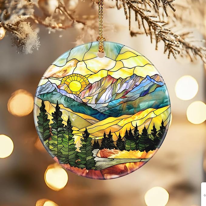Christmas Ornaments, Dodosky 2.8in Ceramic Mountain Range Ornament, Xmas Decor, Christmas Tree Ornaments, Xmas Decorations for Tree, Holiday Ornament, Gifts for Women, Men, Nature Lovers