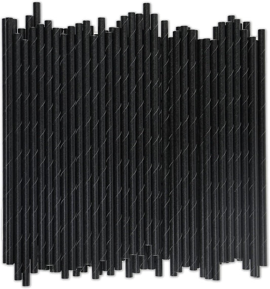 Black Paper Straws 1000 Count - 7.75" x 0.24", 100% Biodegradable & Compostable, Disposable Drinking Straws Bulk - Cocktail, Bars, Restaurants