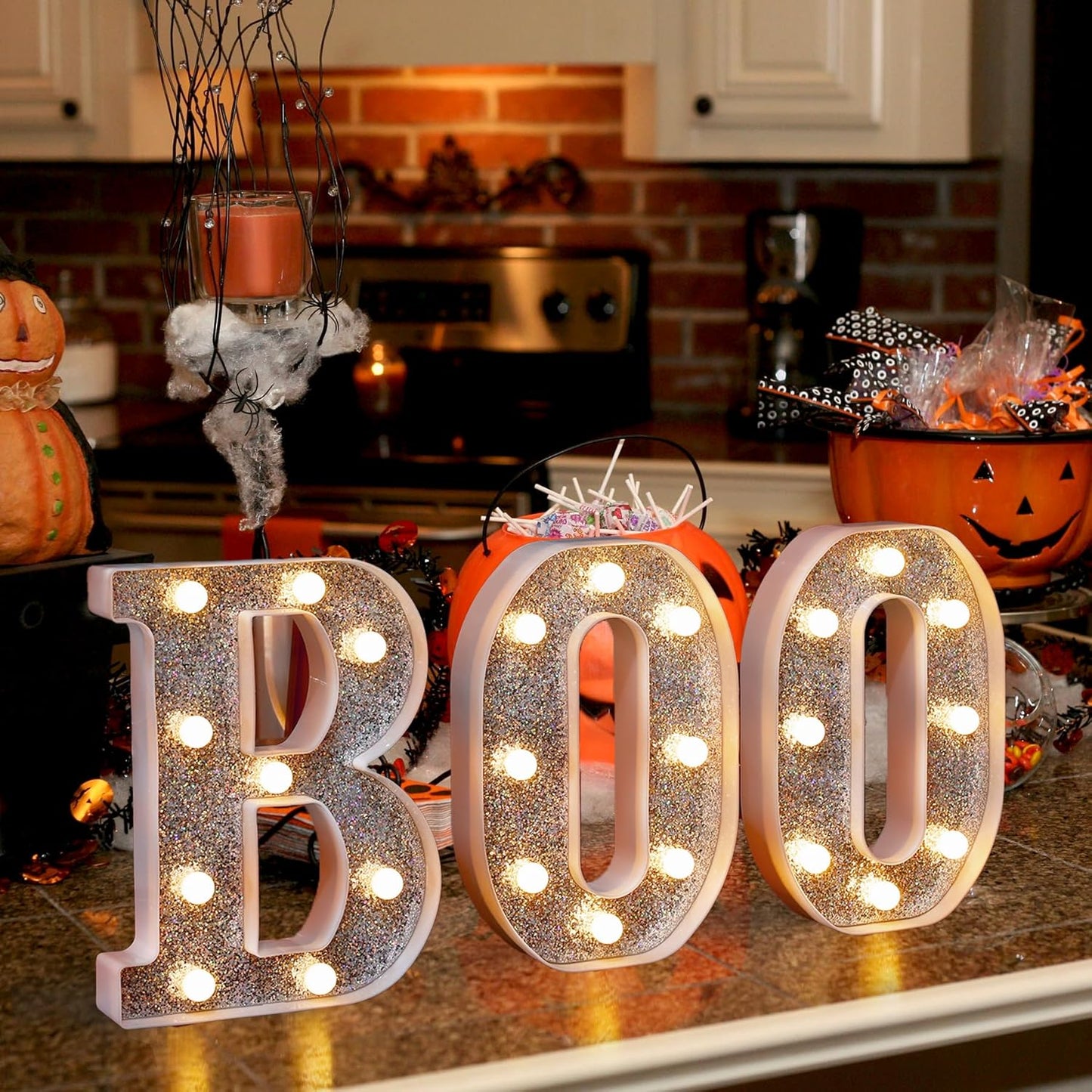 Marquee Light Up Letters, Glitter Silver LED Letter Lights Battery Powered Alphabet Letter Sign for Night Light Wedding Birthday Party Cafe Bar Decoration Girls Room Decor - E