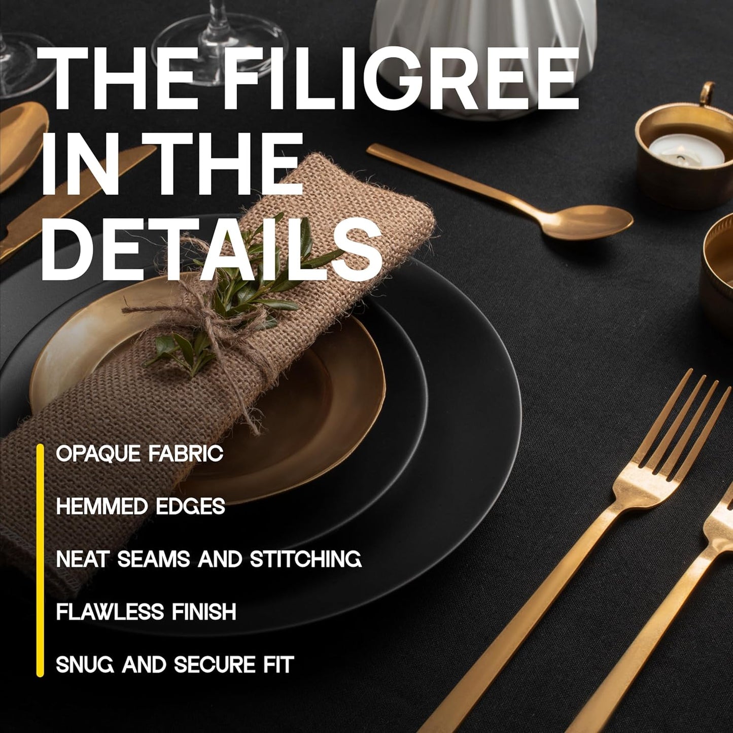 Black Spandex Table Covers 6ft, 2 Pack - Elegant, Durable, Stretchy 6ft Table Cover Fitted, Wrinkle and Stain Resistant, Elastic Leg Pockets