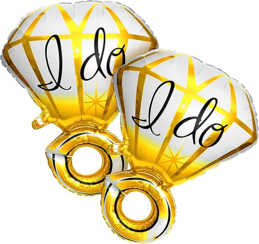 KatchOn, Gold Ring I Do Balloon - 25 Inch, Pack of 2 | Engagement Ring Balloon Set for Engagement Party | I Do Ring Balloons for I Do Decorations | Bachelorette Party Supplies for I Do BBQ Decorations