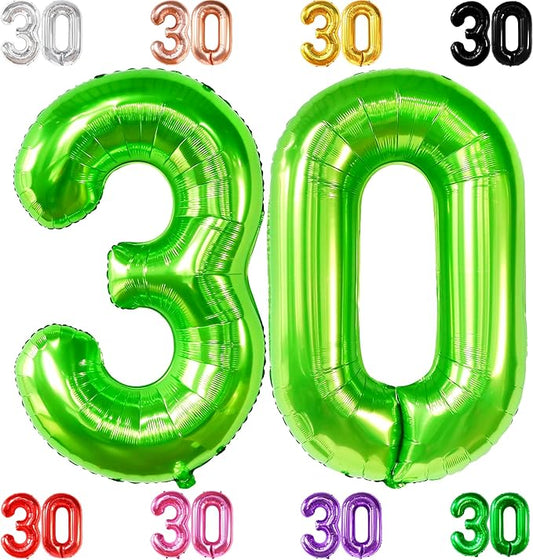 KatchOn, Light Green 30 Number Balloon - 40 Inch | Mylar Green 30 Balloon Number, 30th Birthday Decorations | Number 30 Balloons for Birthdays | 30 Number Balloon, 30th Anniversary Party Supplies