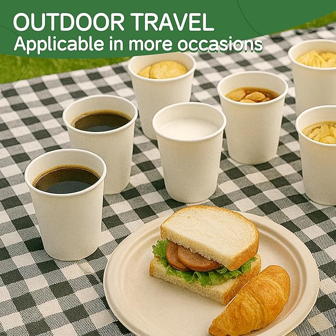 100 Pack of 12 oz Disposable White Paper Coffee Cups - Suitable for Party, Picnic, Travel and Events