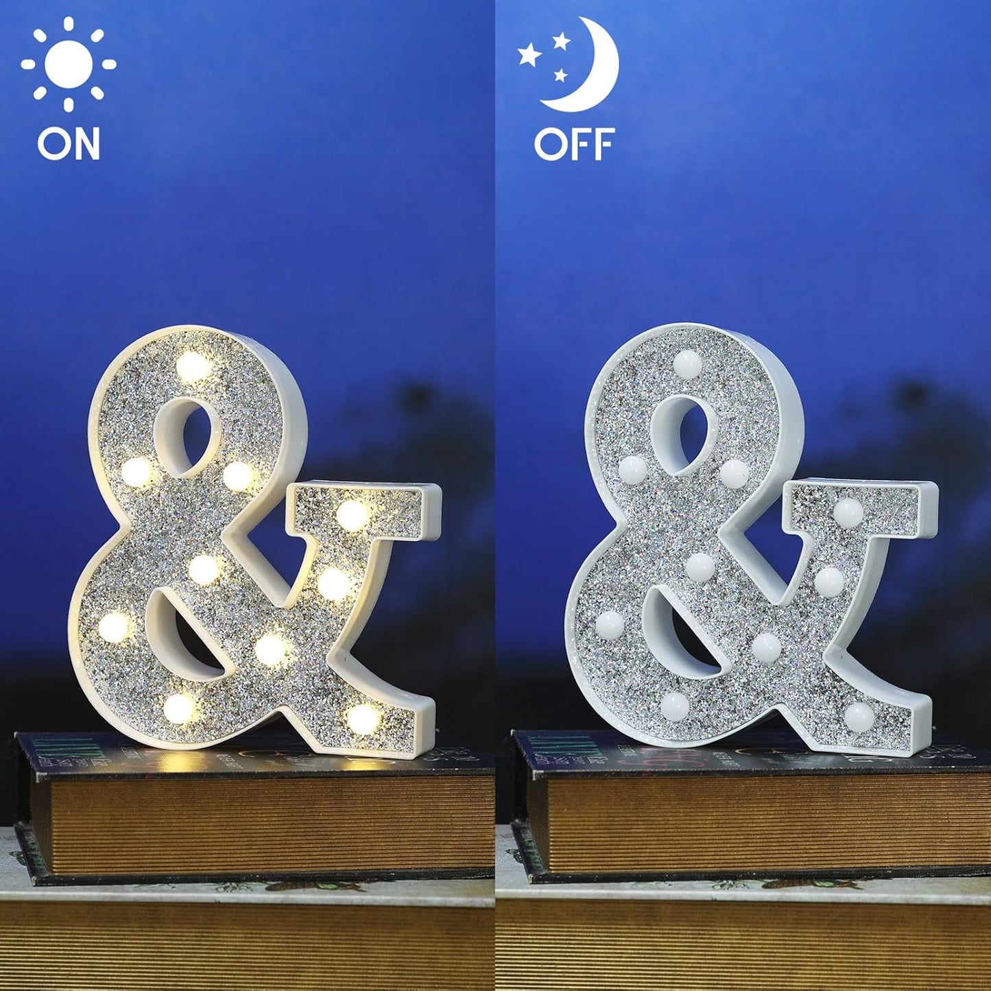 Marquee Light Letters for Table Decorations, Glitter Light Up Signs for Prom, Events, Engagement Party Decor, Alphabet & Number Lighted Letters, Symbol