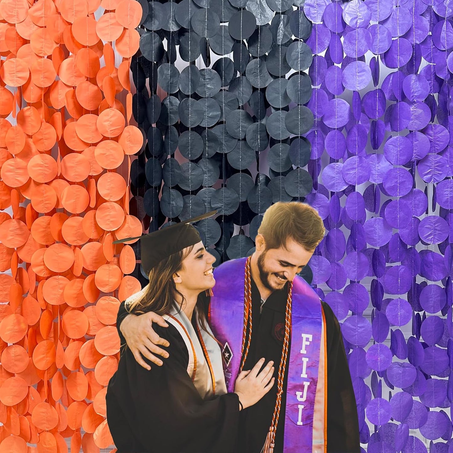 192 Ft Orange Purple Black Party Decorations Polka Dots Streamer Garland Backdrop for Halloween Graduation Birthday Baby Shower Wedding Engagement Bachelorette Bridal Shower Holiday Party Supplies