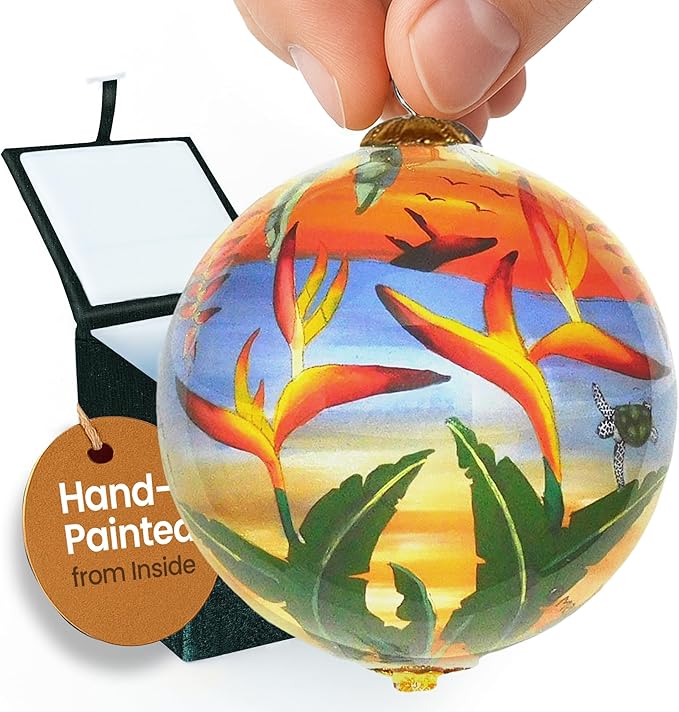 Collectible Hand Painted Hawaii Sunset Ornament Collectible with Gift Box SUH/H