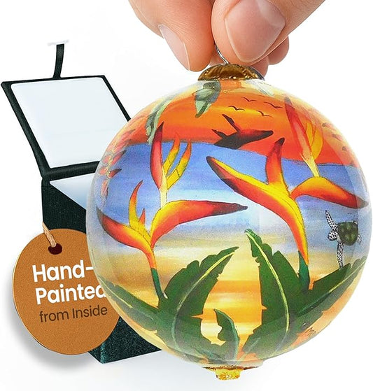 Collectible Hand Painted Hawaii Sunset Ornament Collectible with Gift Box SUH/H