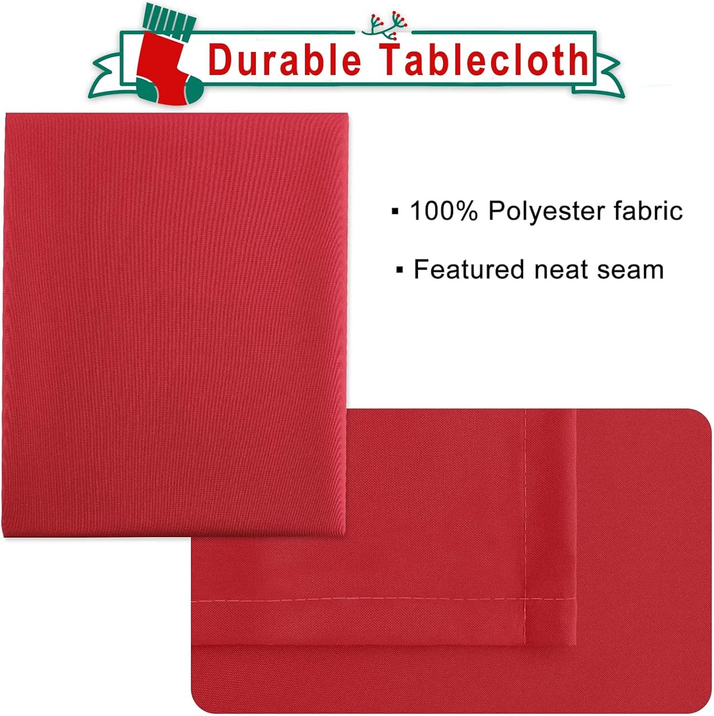 Hiasan Red Rectangle Tablecloth - Waterproof Washable Polyester ChristmasFabric Table Cloth for Party, Wedding, Banquet and Restaurant, 90 x 156 Inch