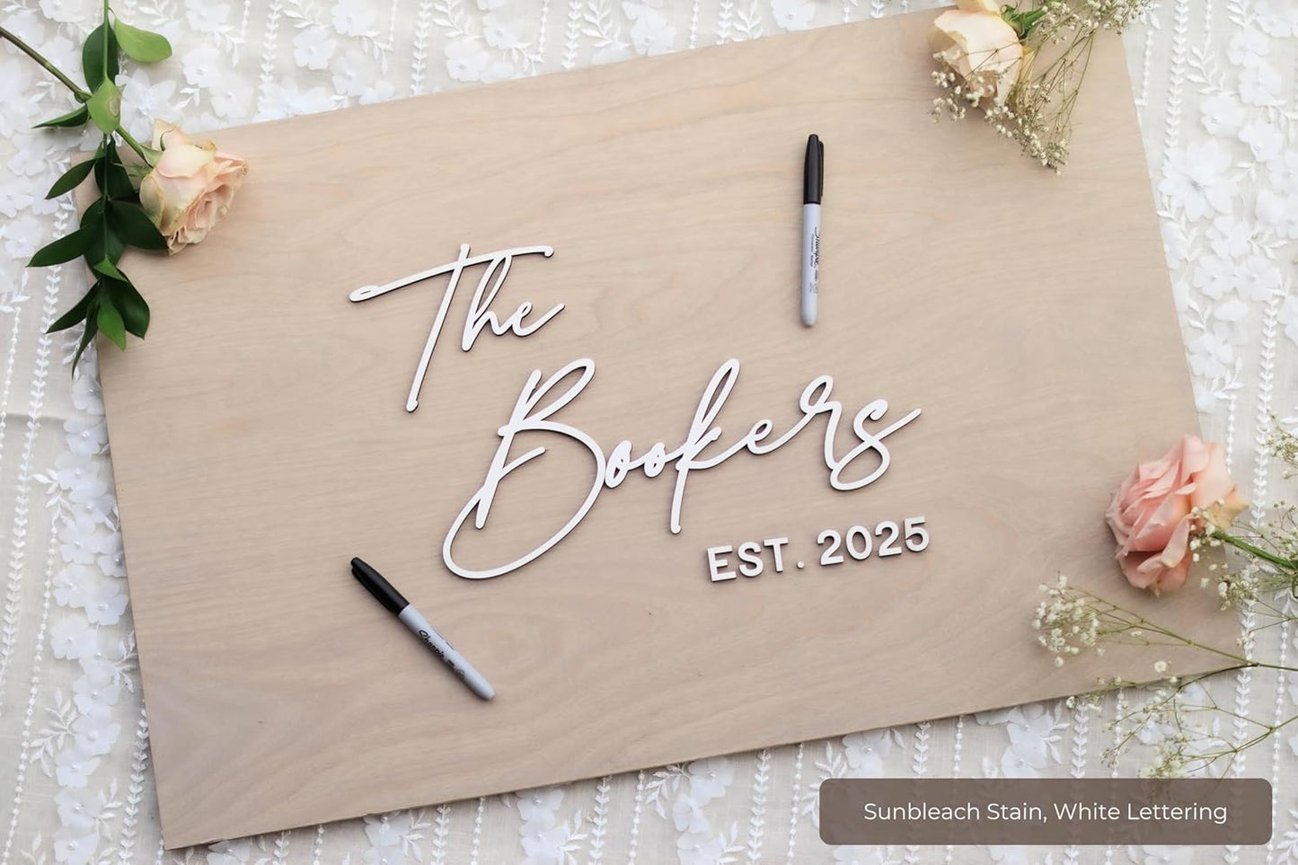 Personalized Last Name Guest Book, Unique Guest Book Sign, Custom Alternative Guest Book, Wooden Guest Book, Wedding Ceremony Guestbook Sign (Design 1)