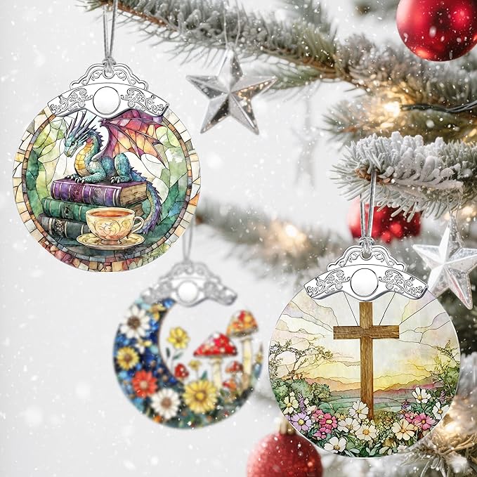 Stained Glass Ornament, Christmas Ornament, Hanging Ornaments for Home Decor & Christmas Tree Ornaments – Exquisite Holiday Decor, Xmas Gifts & Holiday Present - Dragon's Tea Time