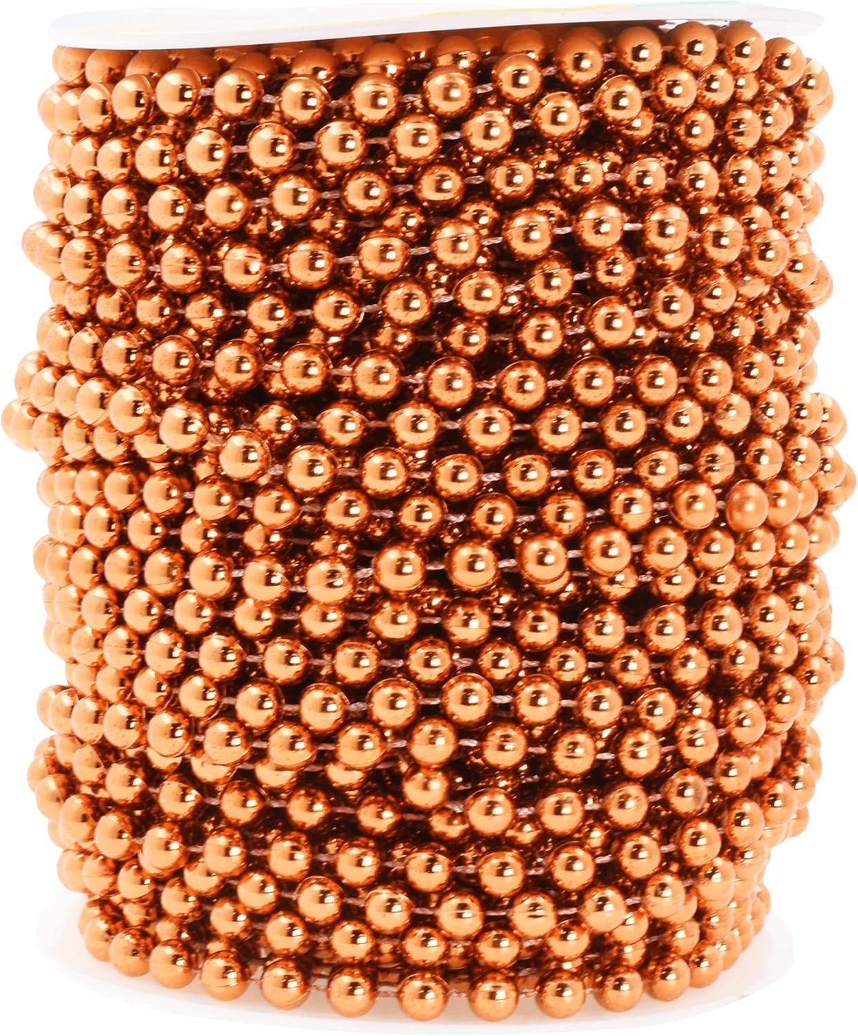 Mandala Crafts 6mm Faux Copper Pearl Beads Roll - 27 Yards Strand of Fake Pearls Chain Garlands Spool String for Christmas Tree, Wedding, Party, Vases, DIY Decoration