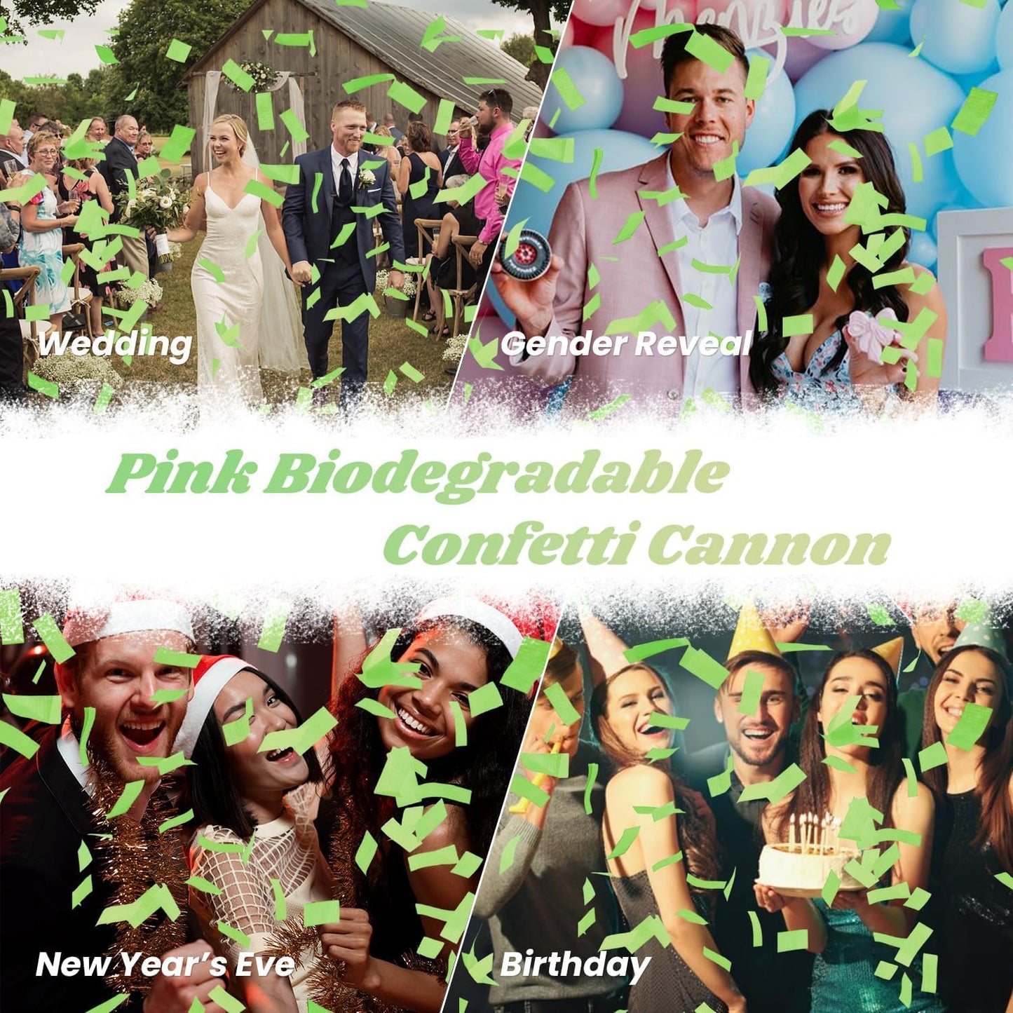 Confetti Cannon Green Biodegradable Confetti Poppers 12Pack Party Poppers Confetti Shooters Green Sticks for Wedding Graduation Engagement Anniversary Bridal Shower Valentines Day Birthday