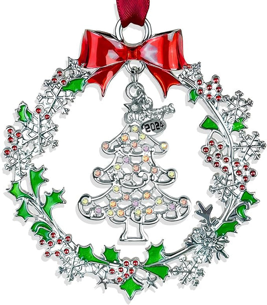 Silver Christmas Tree Ornament - Funny Holiday Keepsake Tree Hanging Decor - Xmas Gifts for Family & Friends
