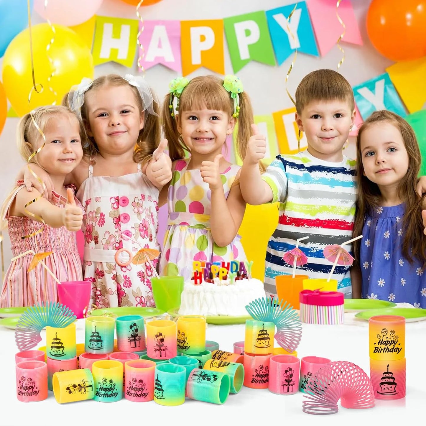 36 Pack Spring Rainbow Magic Fidget Stress Coil Mini Springs Bulk Toys Party Favor For Kids Birthday Carnival Prize Goodie Bag Stuffers For Boys Girls (Birthday)