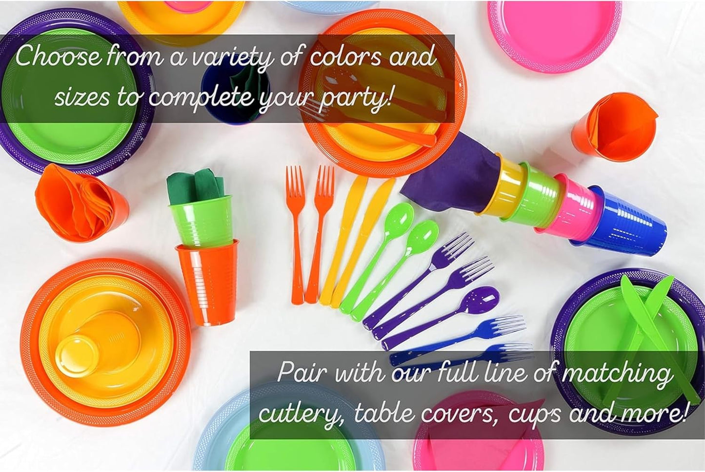 Party Solids Pack Of 12 Premium Plastic Tablecloth 84 Inch Round Table Cover - Clear