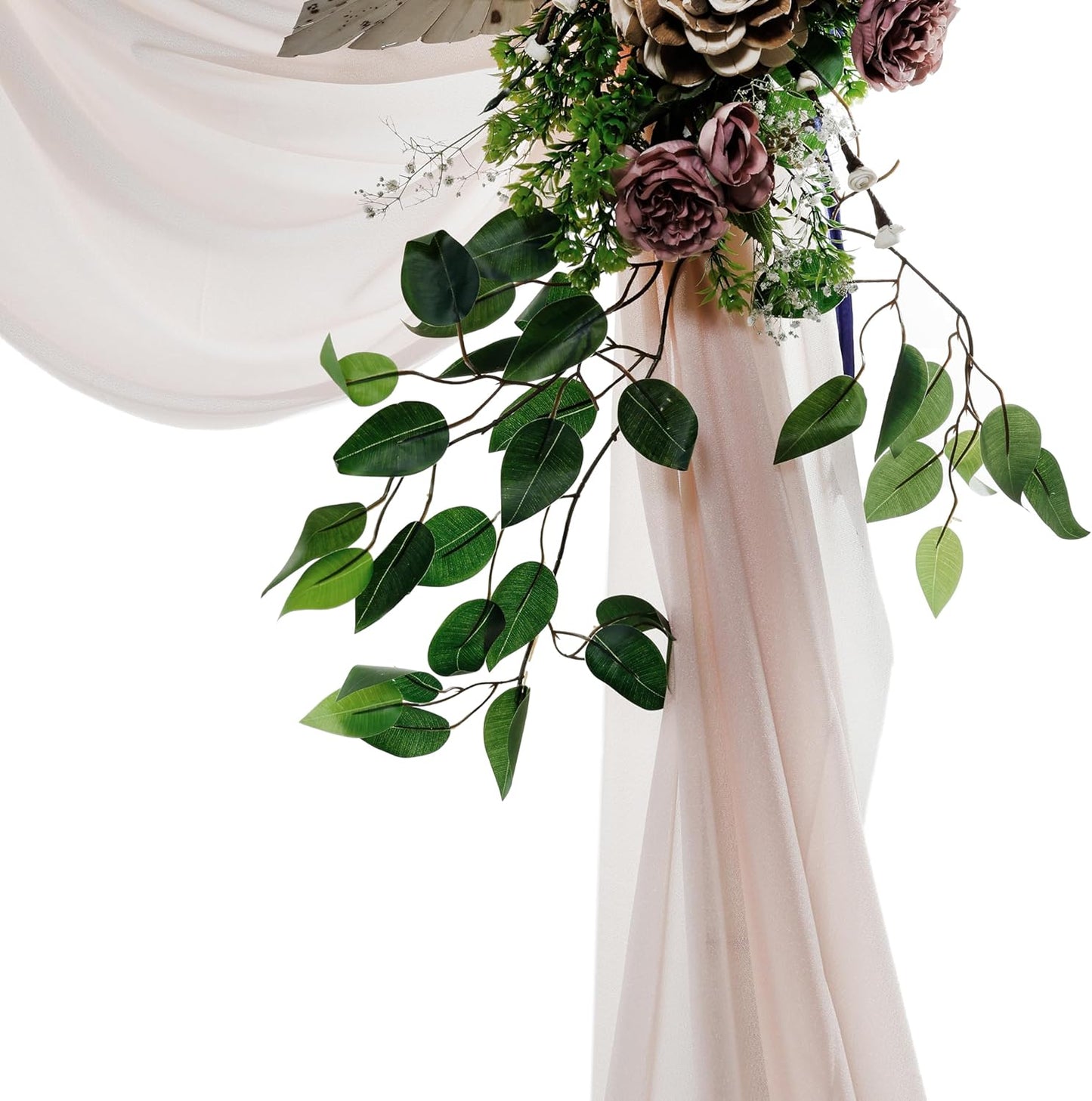 VDS Pack of 2 Panel (30 Inch X 30 Feet) Wedding Arch Draping Fabric Sheer Chiffon Fabric Drapery for Wedding Ceremony Reception Swag Backdrop Canopy Chuppah ARBO Altars Decoration (Nude)