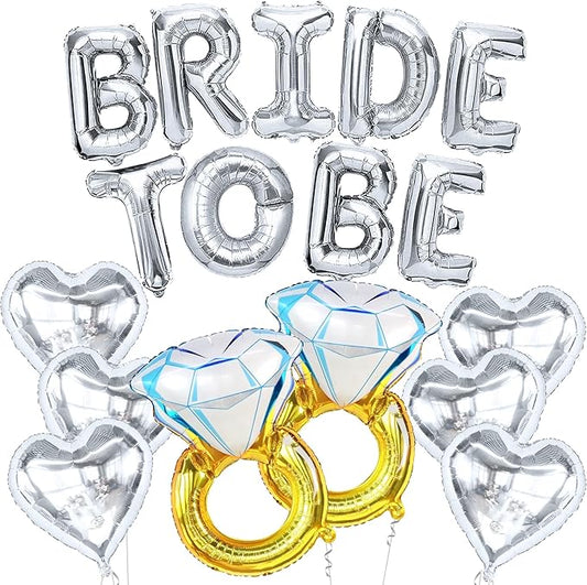 KatchOn Silver Bride To Be Balloons Set - Pack of 17 | Bachelorette Party Decorations Silver | Bride Balloons, Bridal Shower Decorations | Bridal Shower Sign