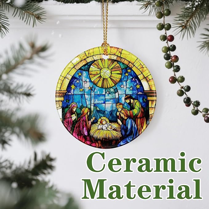 Nativity Scene Ornament: Christmas Ornaments, Religious Christmas Decorations for Tree, Catholic Ornament & Christian Holiday Decor | Religious Gifts, Christian Gifts - Design E