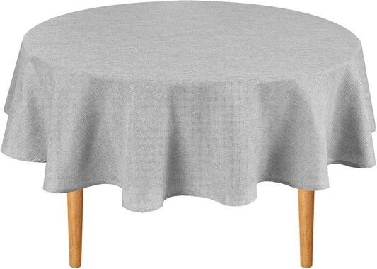 Hiasan Linen Tablecloth 40 Inch Round - Wrinkle and Stain Resistant Washable Polyester Fabric Table Cloth for Dining Room Kitchen Party, Light Grey