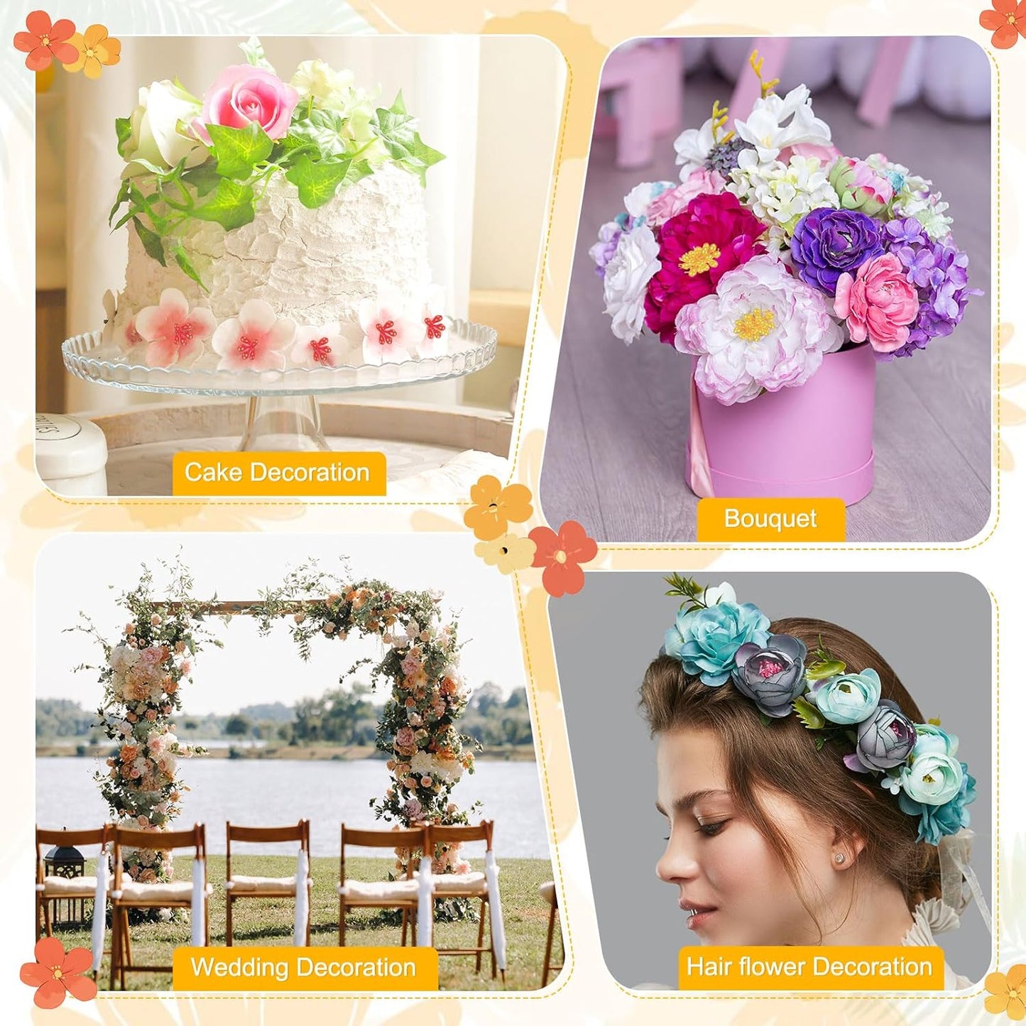 900-Pack Flower Stamens for Crafts, 5mm Double Heads Artificial Pearl Floral Pistil Mini Flower Pollens Stamens for DIY Making/Scrapbook Decoration [White and 5 Colors]