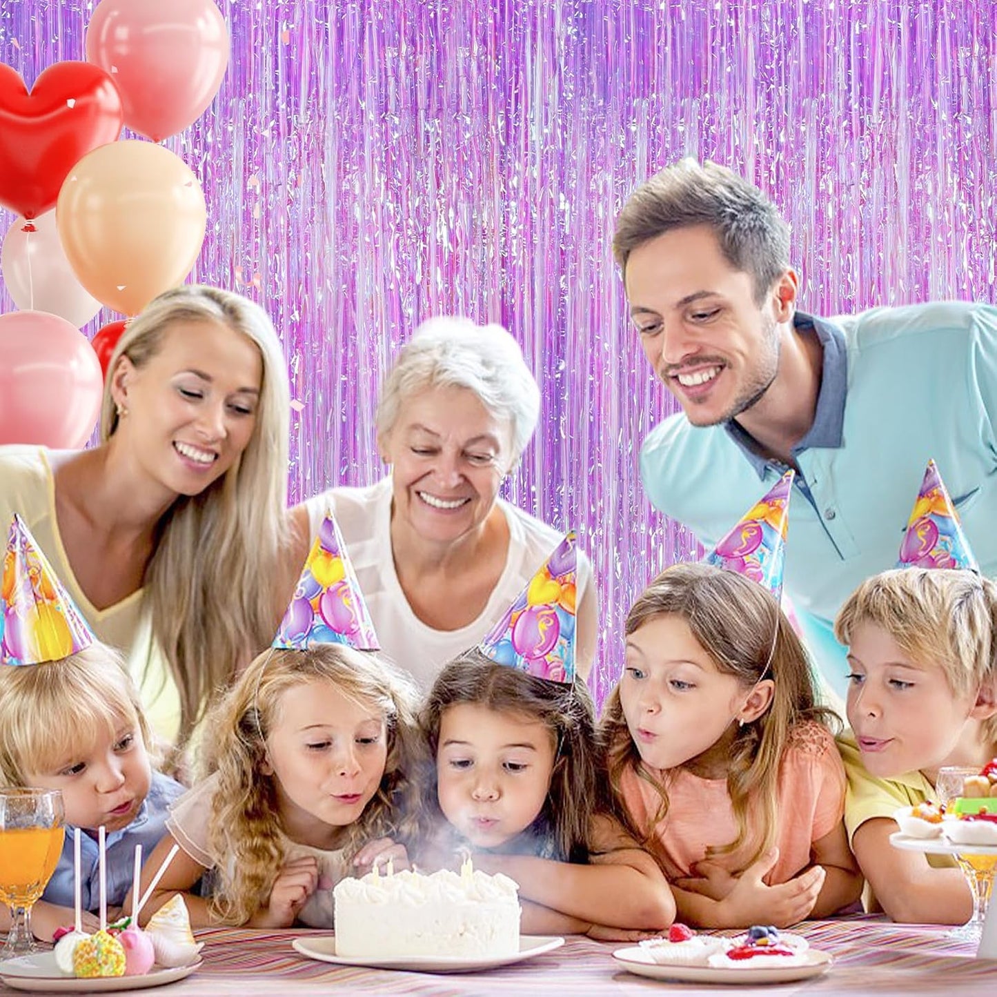 2Pack 3.3 x 8.3Ft Iridescent Purple Streamers Foil Fringe Curtains Neno Purple Tinsel Door Curtains Photo Booth Backdrop for Wedding Birthday Bridal Shower Baby Shower Bachelorette Party Decors