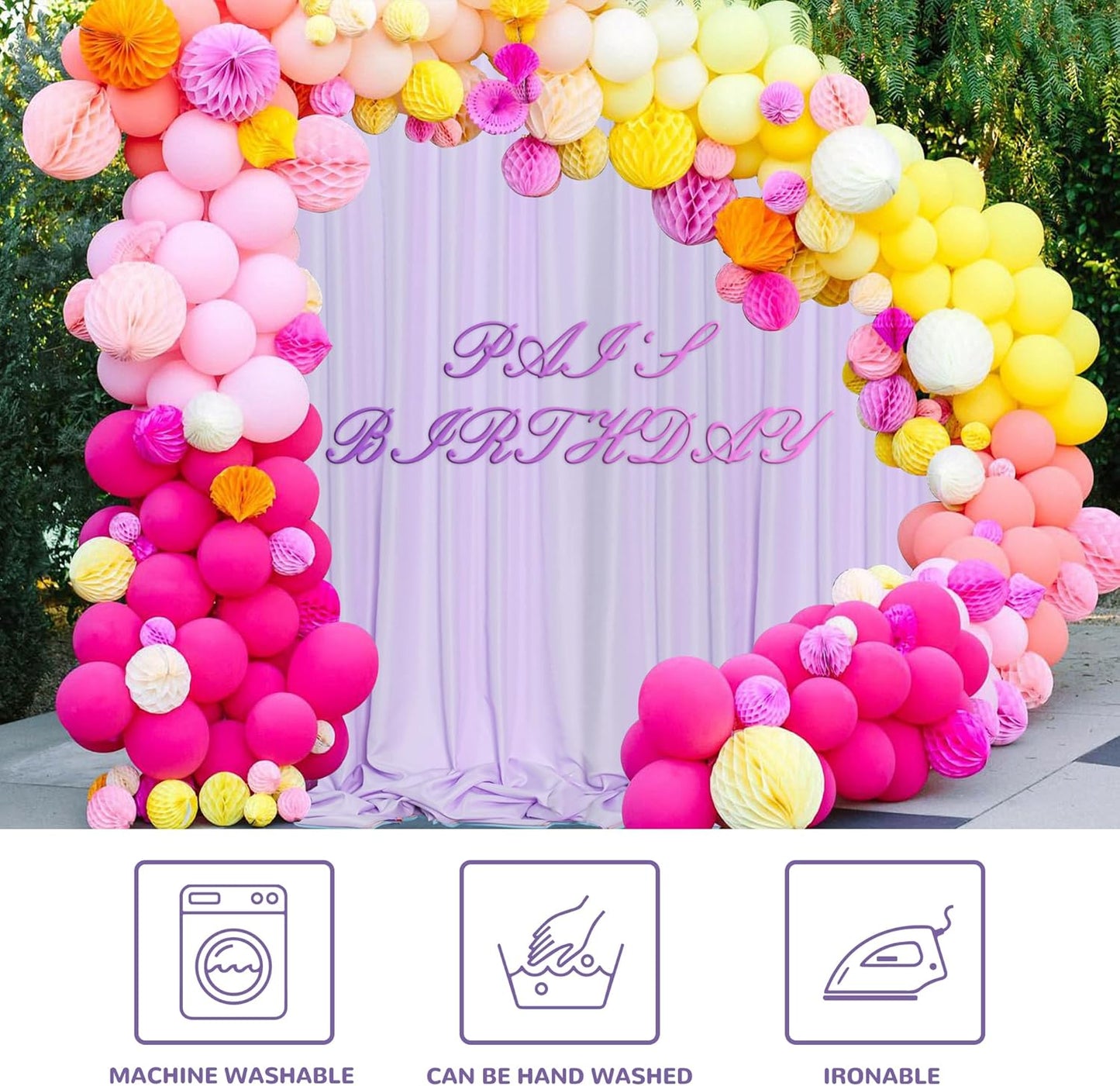 MEETSKY Lavender Backdrop Curtain for Parties Wedding Light Purple Background Curtains Backdrop Rod Pocket Drapes Fabric Decoration for Birthday Gril Party Baby Shower Photoshoot, 5ft x 7ft, 2 Panels