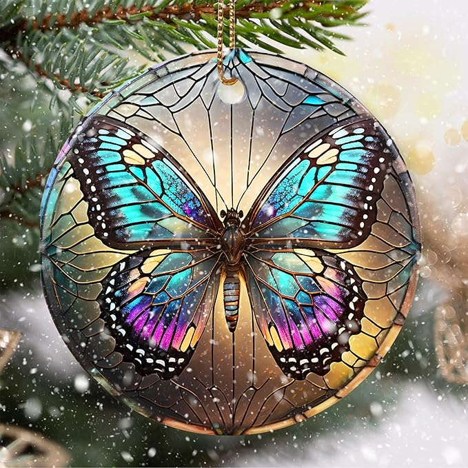 Touber Butterfly Christmas Ornament, Christmas Ornaments for Tree, Christmas Tree Decor, Holiday Ornament