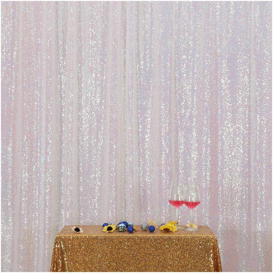 Poise3EHome 8FT x 8FT Iridescent Sequin Photography Backdrop Curtain for Party Decoration, Iridescent