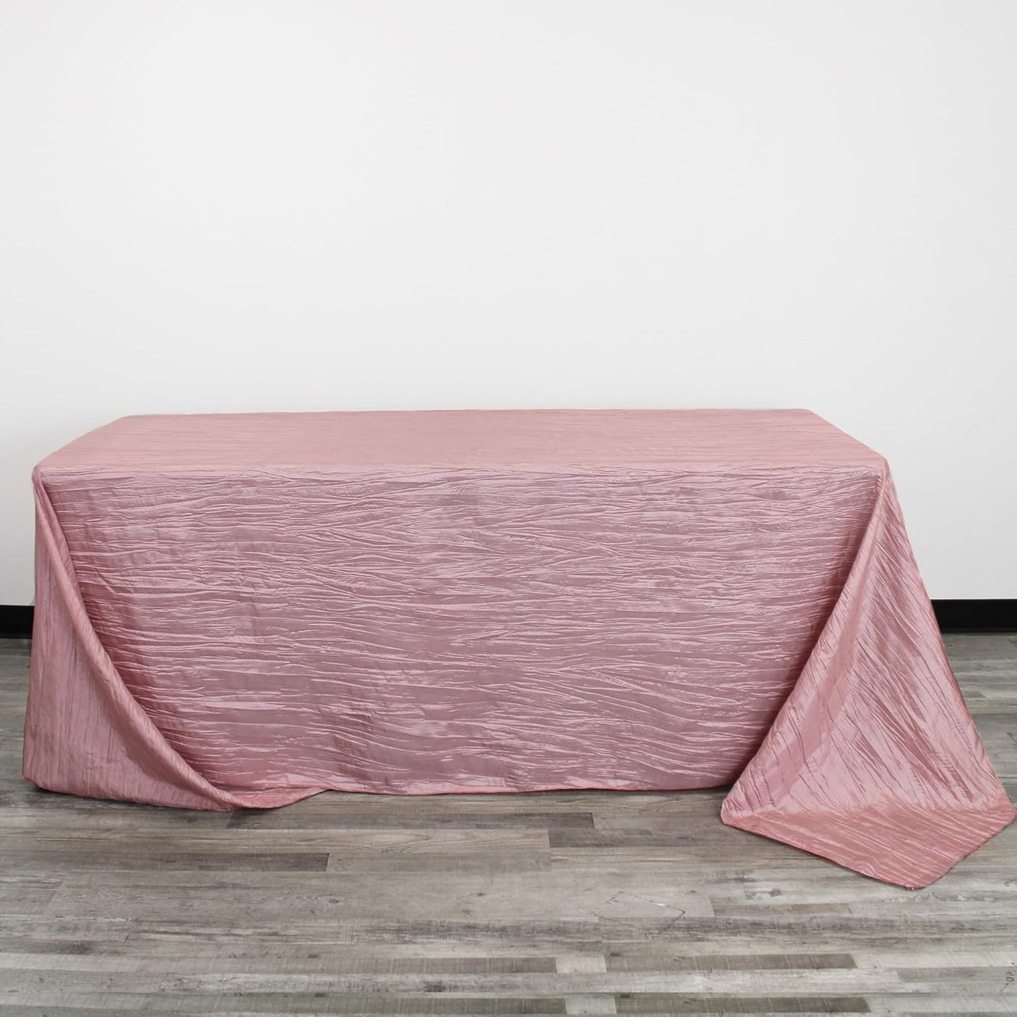 YOUR CHAIR COVERS - 90 x 132 inch Rectangular Crinkle Taffeta Tablecloth - Dusty Rose, Rectangle Table Linens for 6 ft Rectangular Tables, Wedding Crushed Table Cloth