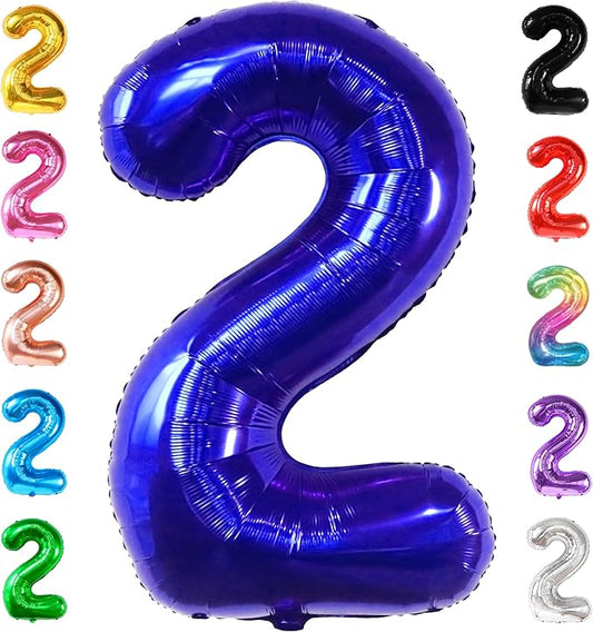 KatchOn, Giant, Royal Blue 2 Balloon - 40 Inch | Royal Blue Number Balloons 2 | Baby Shark Balloons 2nd Birthday Decorations for Boys | 2 Year Old Balloons for 2 Year Old Birthday Decorations Boy