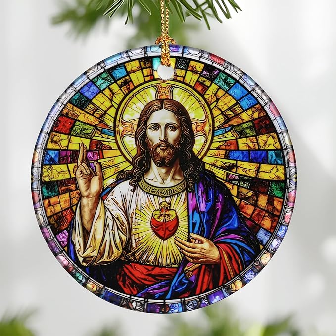 Jesus Christ Ornament: Christmas Ornaments, Religious Christmas Decorations for Tree, Catholic Ornament & Christian Holiday Decor | Religious Gifts, Christian Gifts - Design A