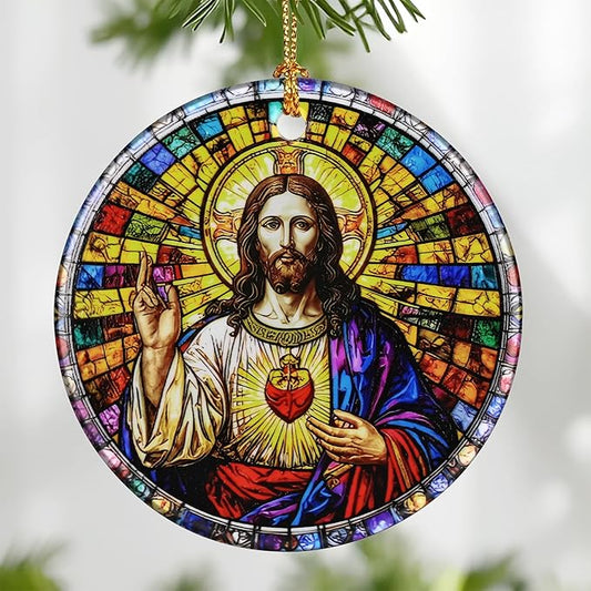 Jesus Christ Ornament: Christmas Ornaments, Religious Christmas Decorations for Tree, Catholic Ornament & Christian Holiday Decor | Religious Gifts, Christian Gifts - Design A