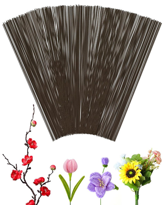 100 PCS FIVEIZERO 26 Gauge Beown Floral Wire Stems for Artificial Flower Making,Florist Wire,Flower Wires for Crafts,Alambre para Flores for Wreaths, Flower Arrangements and DIY Projects