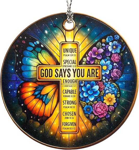 Christian Gifts for Women Faith - You are Xmas Hanging Ornaments - Butterfly Cross Ornament - Catholic - Religious - Spiritual Gift for Her Wife Ladies Queen