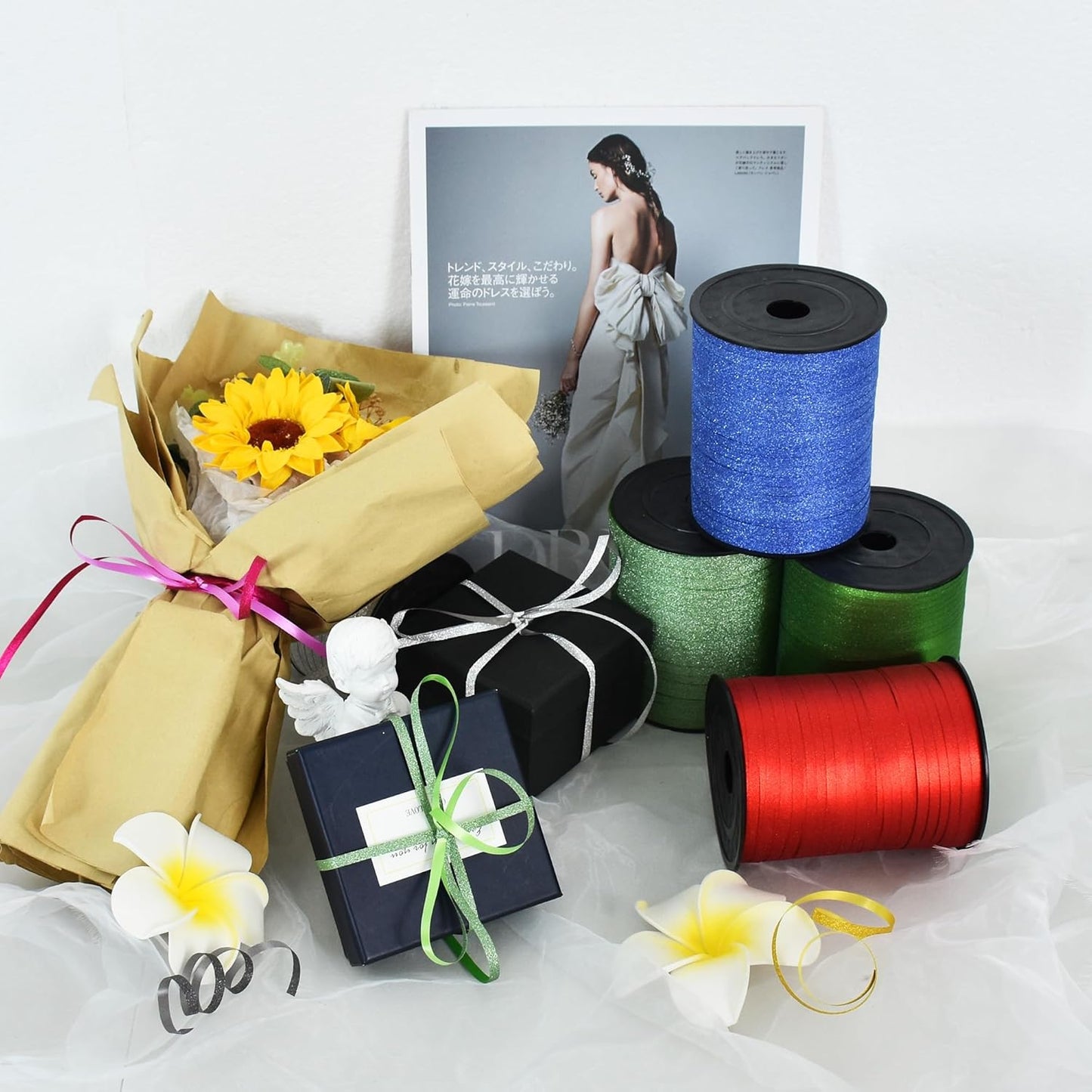 BEISHIDA 500 Yards Blue Glitter Ribbon Curling Crimped, Glitter Ribbon Balloon String Shiny for Gift Wrapping &Birthday Party Festival Art Craft Decor Florist Flowers Decoration