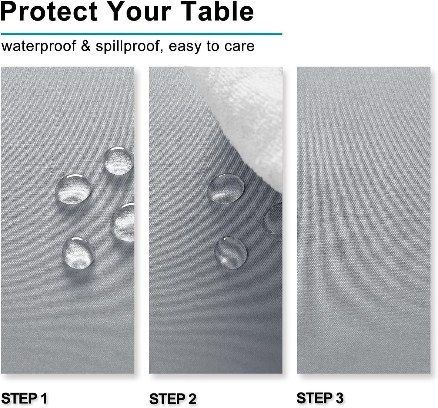 Hiasan Silver Grey Square Tablecloth - Waterproof and Spillproof Washable Fabric Table Cloth for Dining Room Kitchen Party and Outdoor, 30 x 30 Inch