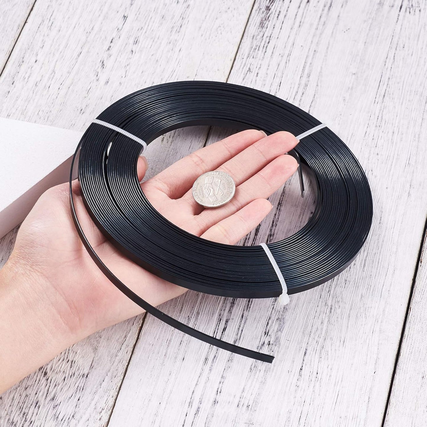 Fashewelry 32.8Ft 5mm Aluminum Flat Wire Black Bendable Metal Craft Wire Strip for Bezel Sculpting Armature Jewelry Making Gem Metal Wrap