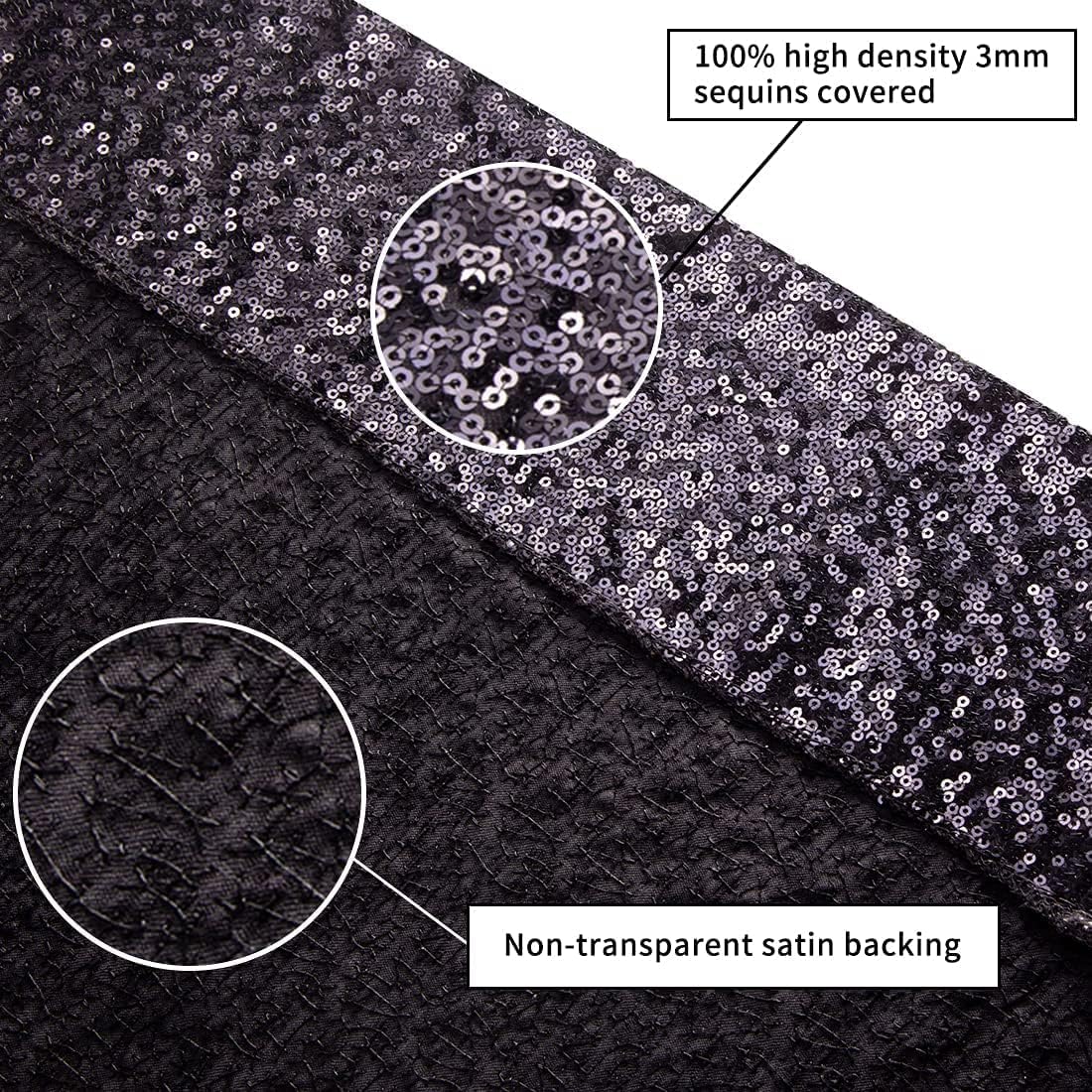 Poise3EHome 20Ft x 10Ft Black Sequin Backdrop, Glitter Thick Satin Sequin Background Drapes, Sequence Xmas Thanksgiving Backdrop for Wedding Party Holiday Festival Decor