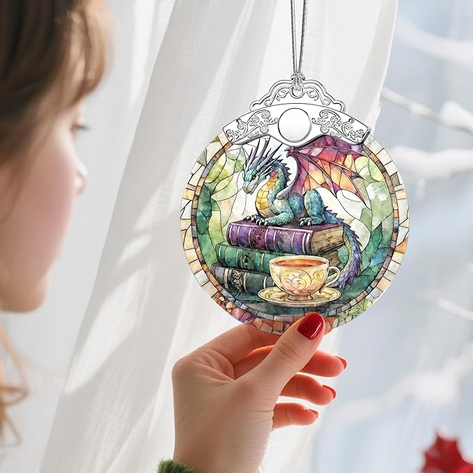 Stained Glass Ornament, Christmas Ornament, Hanging Ornaments for Home Decor & Christmas Tree Ornaments – Exquisite Holiday Decor, Xmas Gifts & Holiday Present - Dragon's Tea Time