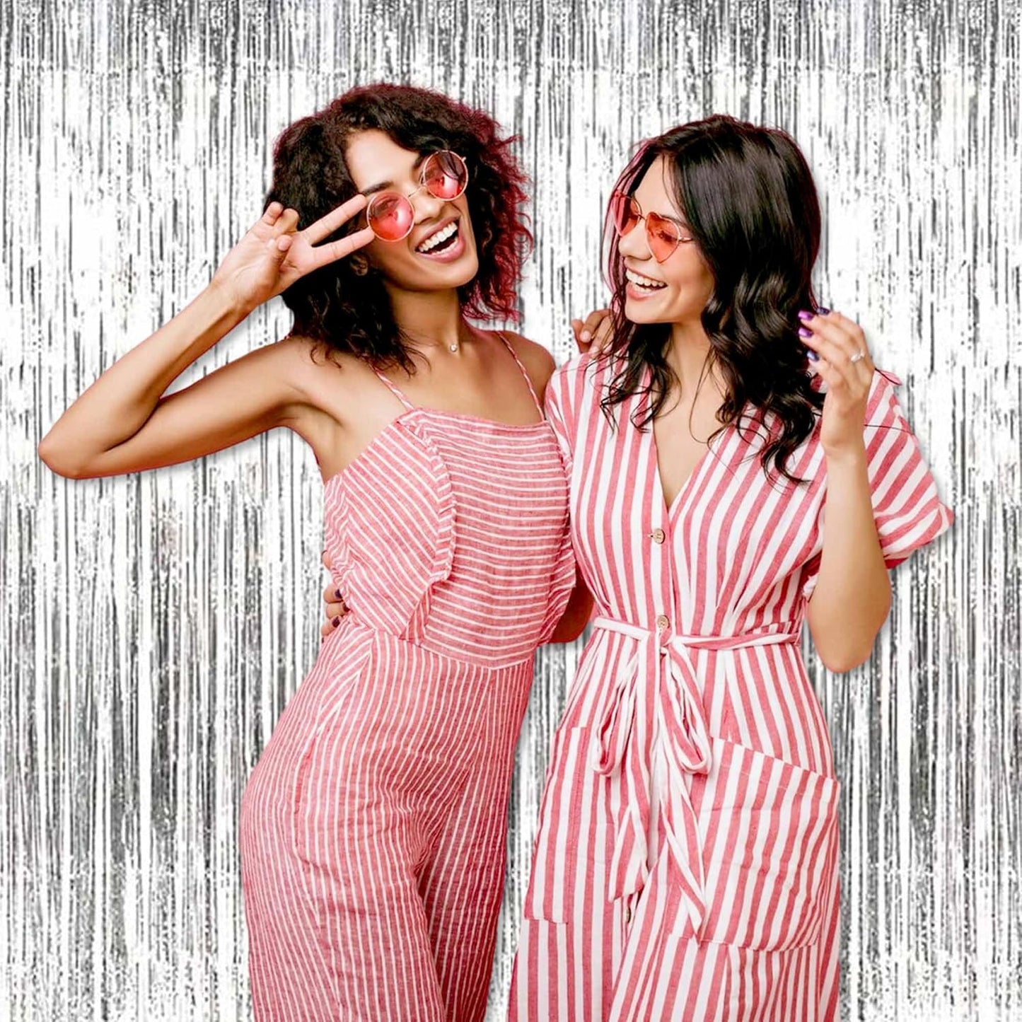 3 Pack Silver Foil Fringe Curtains Backdrop, 3.28 x 9.8 Ft Metallic Streamers Tinsel Curtains Background for Photo Booth, Birthday, Halloween, Christmas, Thanksgiving, New Year Party Decorations