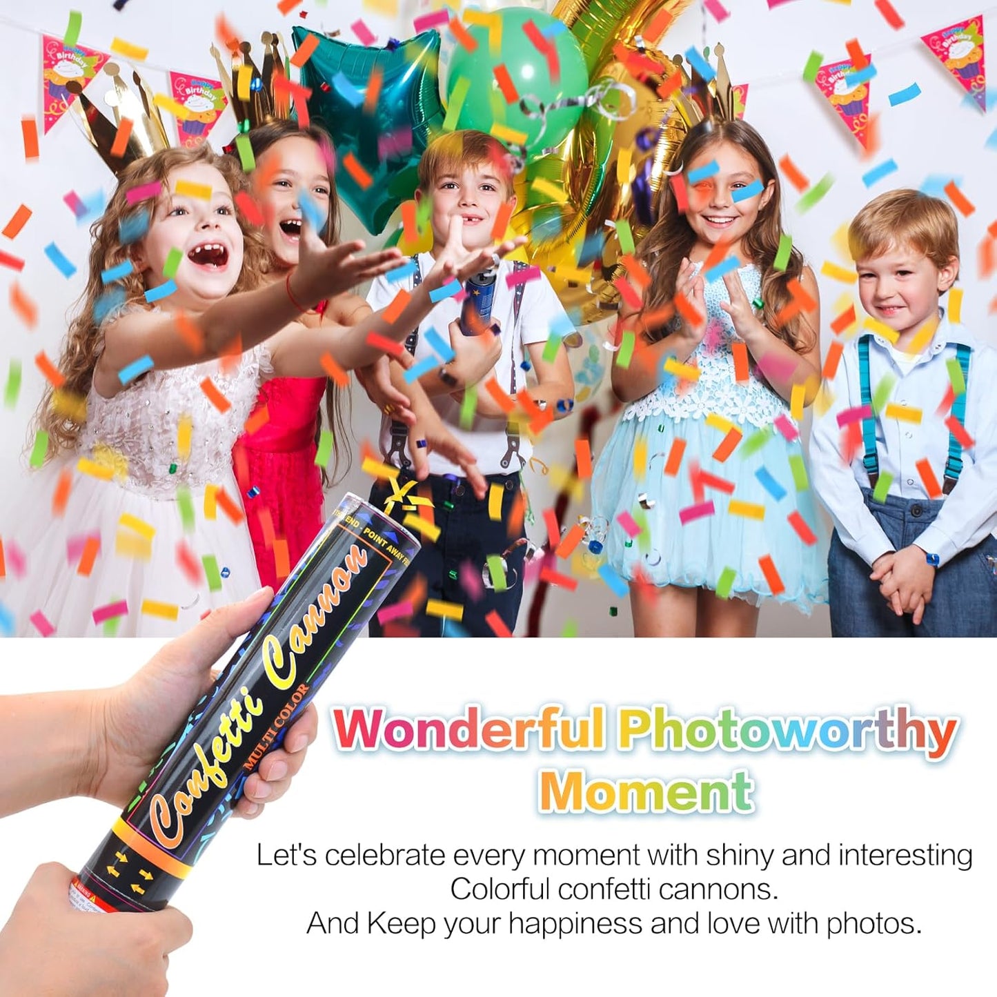 Confetti Cannon Multicolor 12 Pack Biodegradable Confetti Popper Party Confetti Shooters12 Inch Confetti Popper Cannons Confetti Poppers for Wedding,Birthday,Graduation, New Years Celebration
