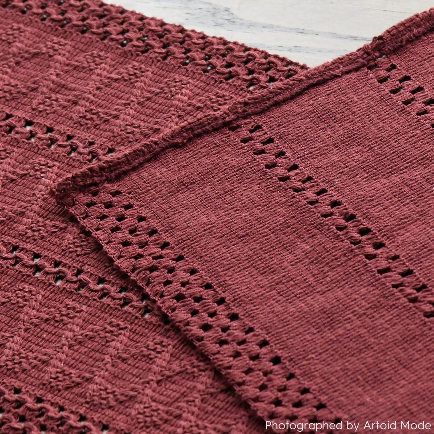 Artoid Mode Red Farmhouse Woven Rustic Hollow Table Runner, Seasonal Holiday Hollow Kitchen Dining Table Decoration for Home Party Decor 12x90 Inch