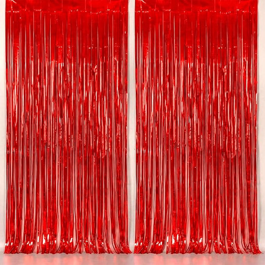 KatchOn, XtraLarge Red Streamers - 3.2x8 Feet, Pack of 2 | Red Fringe Backdrop for Christmas Decorations, Valentines Day Decor, New Years Decorations 2026 | Carnival, Casino Theme Party Decoration