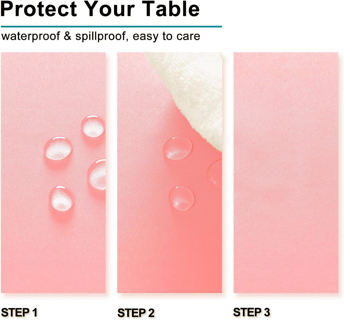 Hiasan Rose Pink Tablecloth for Square Tables - Waterproof and Spillproof Washable Fabric Table Cloth for Dining Room Kitchen Party, 60 x 60 Inch