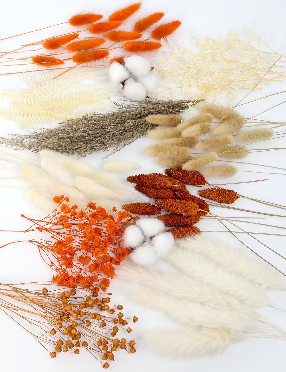 xin's convey DIY Autumn Natural Dried Flower Kit, Mini Stemming Bouquets for Room, Table, and Vase Decorations(Orange)