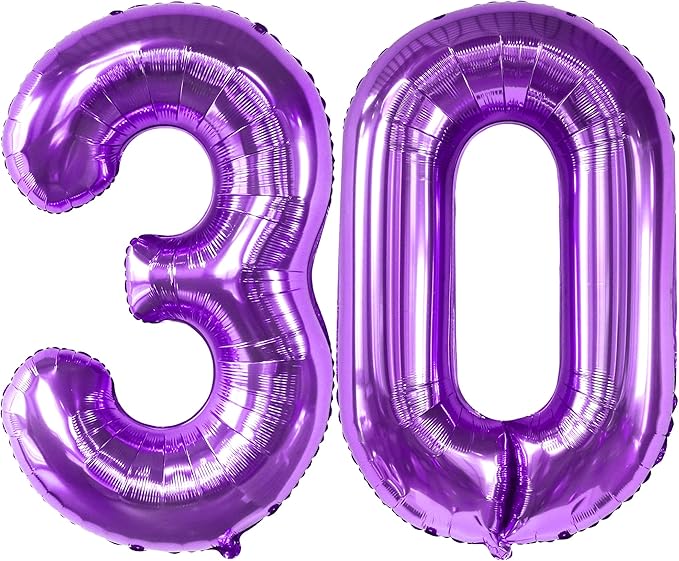 KatchOn, Purple 30 Balloon Numbers - 40 Inch | Purple 30 Balloons for Birthday | Purple 30th Birthday Decorations for Her | 30th Birthday Balloons for Her | Number 30 Balloons for 30th Birthday Decor