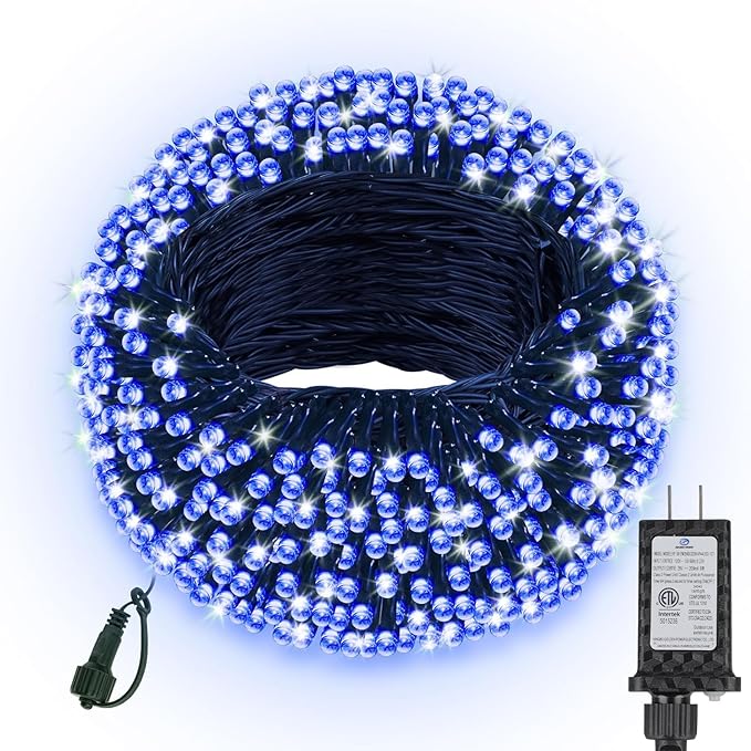 Christmas String Lights Plug in,33FT 100 LED String Lights with 8 Modes & Timer, Xmas Decorations for Trees Wreath, Outdoor Indoor Yard Garden Party Decor, Blue